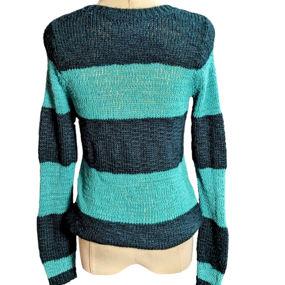 Loft Green Striped Wool Blend Sweater Size Small - Picture 3 of 8